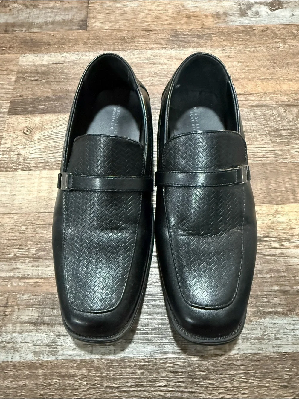 Perry Ellis Youth Boys Black Dress Shoes Loafers Size 5